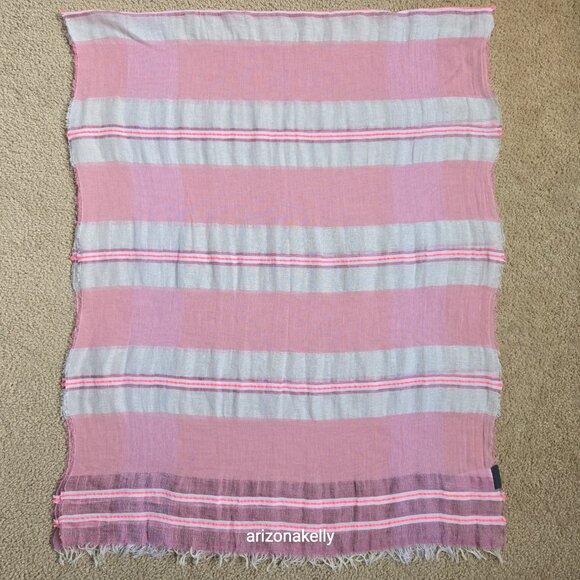 Oska Linen & Cotton Scarf Pink & White - Picture 7 of 13